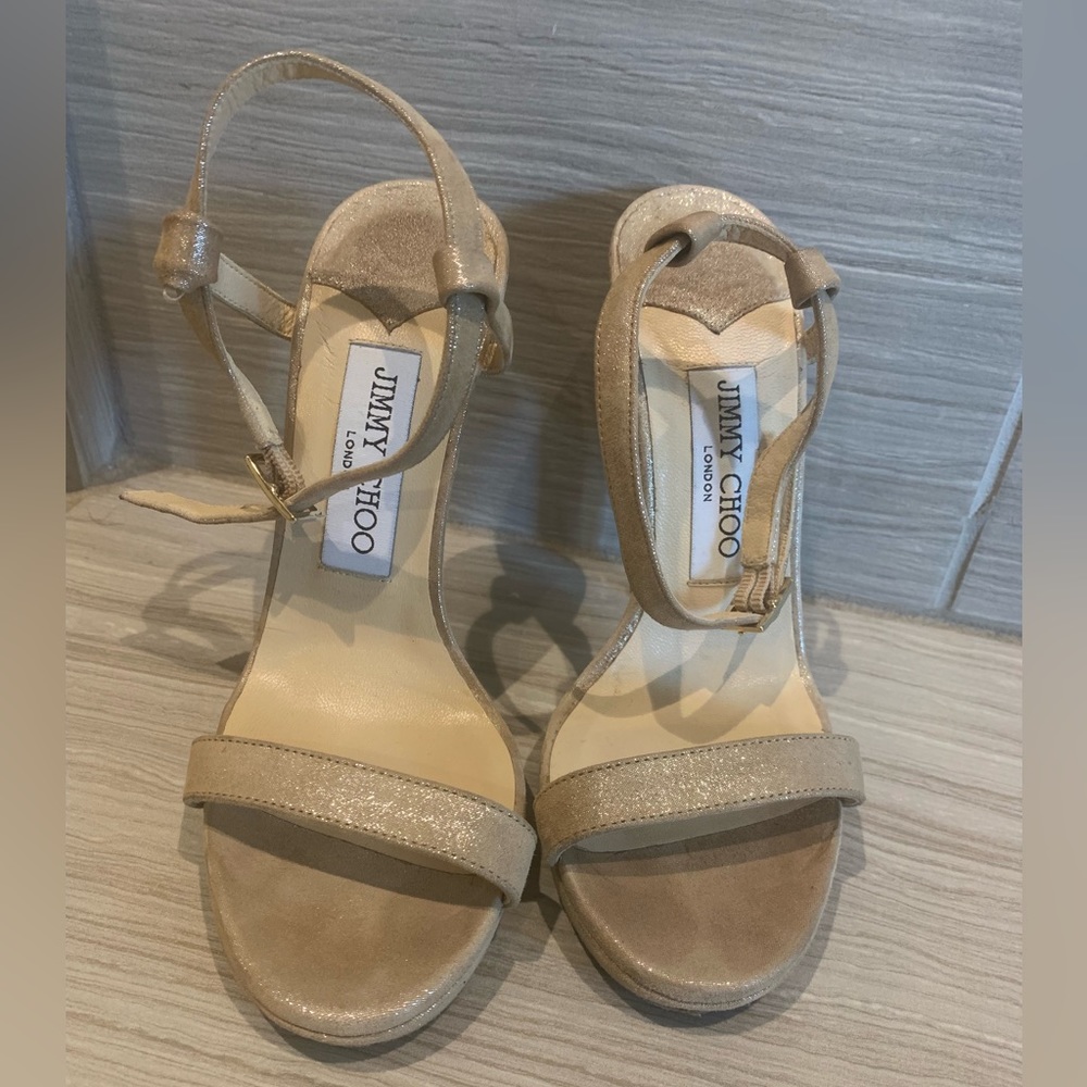 Jimmy Choo Champagne Glitter Heels